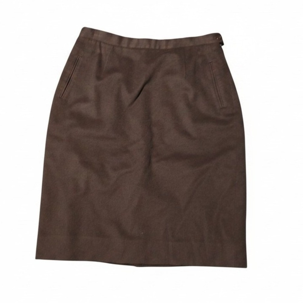 Burberrys Vintage Brown Pencil Skirt Made in Italy IT 48 US 12 Wool Side Zip